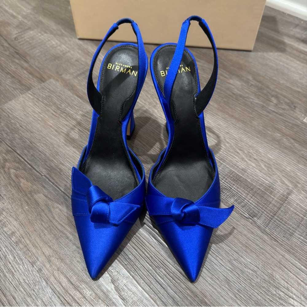 Alexandre Birman Clarita Satin Slip Slingback in Electric Blue - Picture 4 of 14